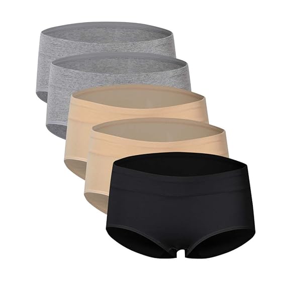 Women's Cotton Elastic Panties, High Cut Tummy Control Cotton Underpants Briefs