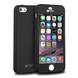 iPhone 5S Case, iPhone 5 Case, iPhone SE Case, VANSIN 360 Full Body Protection Hard Slim Case with Tempered Glass Screen Protector for Apple iPhone 5 5S SE (4.0-inch) - Black