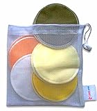 Bamboo Organic Nursing Pads With Laundry Bag-10 Pack(4 layers) multicolored Ultra Soft,Reusable,Hypoallergenic,Super Absorbent For Ultimate Luxury_ by Laughing Baby
