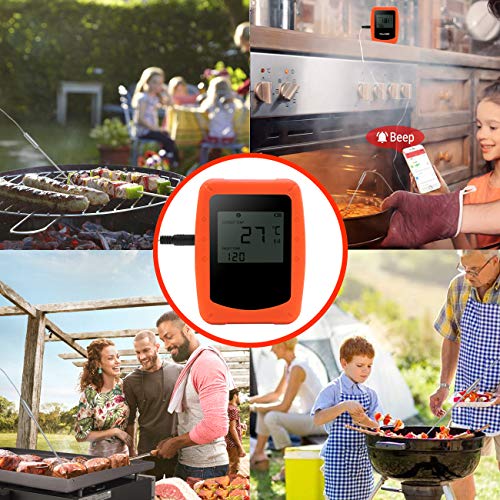 Meat Thermometer, Wireless BBQ Thermometer for grilling,Digital Bluetooth Meat Thermometer instant read, with 2 Waterproof Probes,Smoker Thermometer for Grilling,Cooking Oven Outdoor&Indoor(2probes)