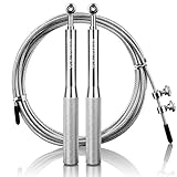 SPORT FERVOUR Jump Rope with Anti-Slip Handles-Adjustable Speed Ball Bearing-High Speed Rope for Boxing,Workout,MMA Fitness Training