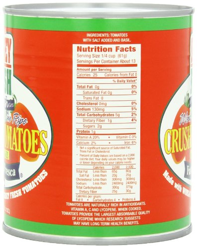 Jersey Fresh Crushed Tomatoes with Basil, Fattoria Fresca, 28 Ounce (Pack of 12)
