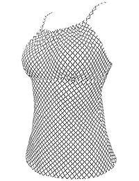 Gabrielle-Aug Traje de baño retro de rayas para dama, estilo marinero, con parte superior de tankini (FBA)