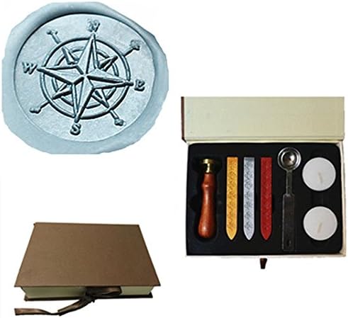 MDLG Custom Vintage Compass Star Orientation Personalized Picture Letter Logo Wedding Invitation Wax Seal Stamp Sticks Gift Box Set