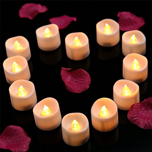 Onlyhome Battery Operated LED Tea Lights, Pack of 24, Flickering Flameless Candles with Warm White Flickering Bulb light, Small Electric Fake Tea Candle Realistic for Wedding, Table, Gift,Outdoor