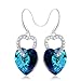 Double Heart Dangle Earrings with Austrian Crystals - Anniversary Birthday Gift with Jewelry Box for Women and Girls