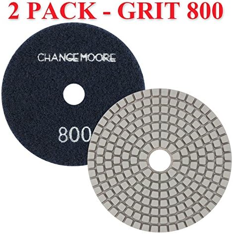 CHANGE MOORE Wet Diamond Polishing Pads 4’’ for Marble Granite Travertine Terrazzo Concrete Stones Quartz Countertop Floor, 2 pack-Grit 800