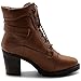Ollio Women Shoe Lace Up Back Buckled Stacked Heel Ankle Boots