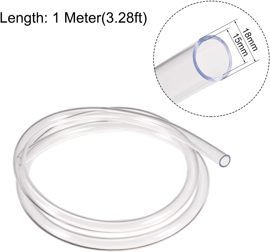sourcing map PVC Clear Vinyl Tubing, 15mm x 18mm Plastic Tube Flexible Water Pipe 3.3ft, Transparent - Image 4