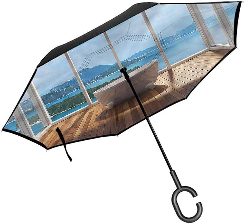 ScottDecor Bathroom Umbrella Bathtub and Islands Windproof