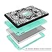 iPad Air 2 Case, iPad A1566/A1567 Case, Hocase Shock Absorbent Hybrid Dual Layer Hard Rubber Protective Case with Cute Mandala Floral Print for Apple iPad Air 2nd Generation (2014) - Black/Teal
