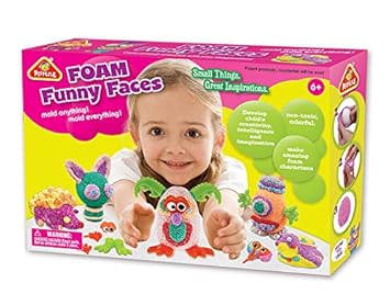 Leo & Emma Space Foam Perlenknete, Foaming Compound, Modelliermasse, Kreativ-Set, selbsthärtend - Modell 2019 (Funny Faces)