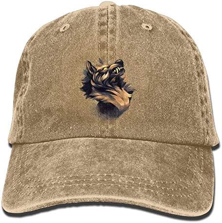Presock Wolf Head of Savage Denim Hat Adjustable Womens Surf Baseball Caps