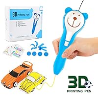 Toys for 3 5 8 10 Year Old Boys Pussan 3D Pen for Kids Intelligent 3D Drawing Printing Printer Pen 3D Puzzle with Filament Refills Arts and Crafts for Kids Gift Paint 3D Doodler Pens Blue