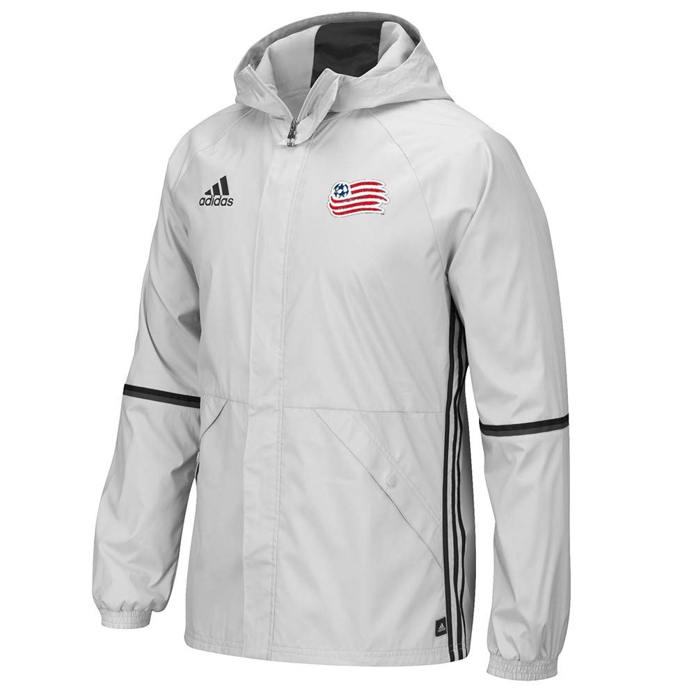 adidas New England Revolution MLS Men's Team Crest Clear Onix Grey Full-Zip Training Rain Jacket