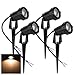 Familite Outdoor Waterproof Decorative Spotlight-6W COB LED Landscape Path Light AC/DC 12V with Spiked Stand, Pack of 4 (Warm White 2600-2800K)