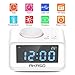 Alarm Clock Radio, AKASO Digital Alarm Clock for Bedroom with Snooze Function, 5 Dimmer Brightness, Thermometer, Dual Alarm Clock - USB Charging port for iPhone/iPad/iPod/Android and Tablets, White