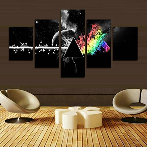 XrsArt5 Piece printed Pink Floyd rock music canvas painting for living room home decor Canvas art wall poster (No Frame) Unframed FCa265 50 inch x30 inch