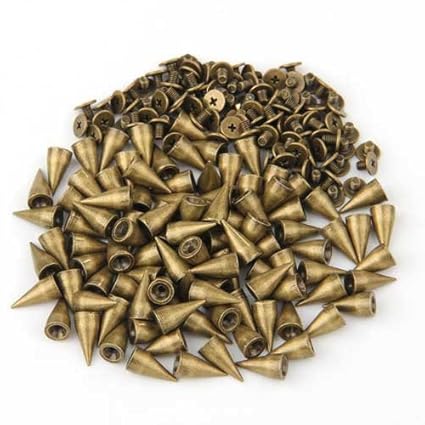 100x Nieten 14mm Killernieten Schraubennieten Ziernieten spitz Bronze Gothic
