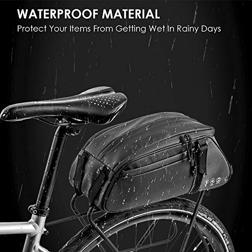 WOTOW-Bike-Reflective-Rack-Bag-Water-Resistant-Bicycle-Rear-Seat-Pannier-Cargo-Trunk-Storage-Cycling-Carrier-Chest-Bag-with-8L-Capacity-Multi-Pocket-Taillight-Loop-for-Commuter-Outdoor-Traveling