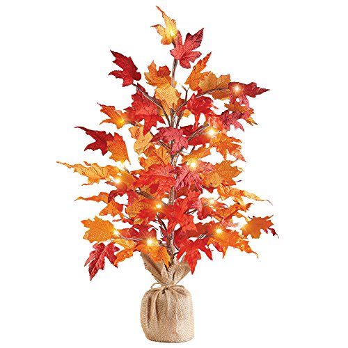 Collections Etc Colorful Fall Harvest Lighted Tabletop Tree, 29" H The Home Kitchen Store