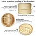 i-PLAYLOFT Premium Handmade Two Tier Bamboo Steamer Basket - Extra Depth - 10 Inch - Dim Sum Dumpling & Bao Bun Chinese Food Steamers - Asian Cooking Tools Set With Chopsticks & Sauce Plate