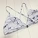 DaiLiWei 2 Pcs Marble Print Cross Back Top Bottom Double Side Swim Wear Women Bikini Sets, White, Large