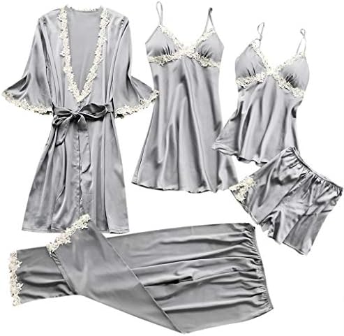 Women 5PC Suit Sexy Lace Lingerie Nightwear Underwear Babydoll Sleepwear Dress