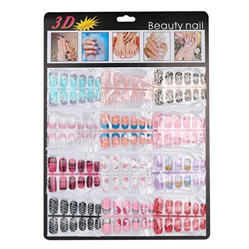 Nail Art,Putars Fashion 144Pcs Mixed Set False Nail Tips Artificial Fake Nails Art Acrylic Manicure Gel - Thumbnail 6