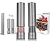 Electric Lerutti Salt and Pepper Grinder Set | Battery Operated Stainless Steel Grinders (Pack of 2) | Automatic Mills with LED Light and Caps at Bottom | Electronic Adjustable Shakers