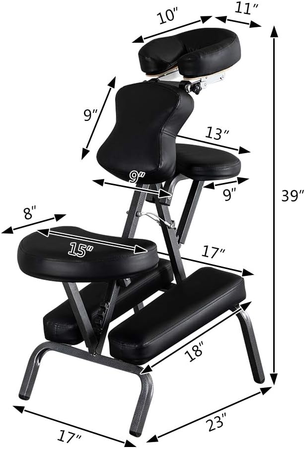 Mefeir Portable Massage Tattoo Chair w/ Carrying Bag, Folding Salon Spa Home Therapy Chair w/ Adjustable Face Cradle, Black: Kitchen & Dining
