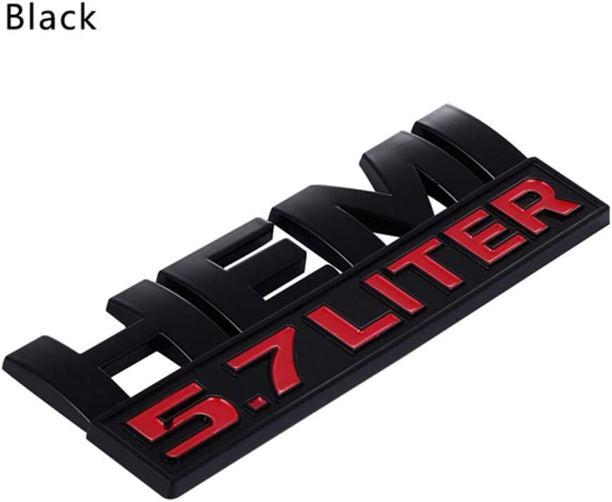 fgdgbvbn New Coming Emblem Nameplate Badge Decal 3D Car Sticker 5.7 LITER HEMI Logo Silver Red Car Accessories