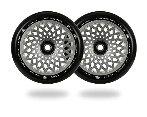 Root Industries 110mm Lotus Stunt Trick Scooter Wheels (Pair) - Wide Fast Hollowcore - Kick Push Scooter Tires - Pro 110mm Freestyle Urethane - Fit Most Setups - 30mm x 110mm - Bearings (Raw)