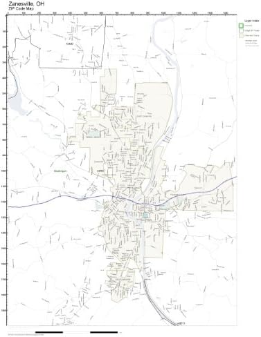 Zanesville Zip Code Map Amazon.com: ZIP Code Wall Map of Zanesville, OH ZIP Code Map 