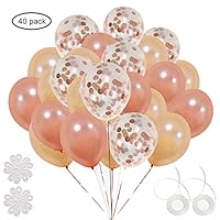 ETLEE Rose Gold Confetti Balloons Set 40 Pack, 12 Inch Latex Balloon for Birthday Wedding Engagement Baby Shower Bridal Shower Party Decorations Supplies