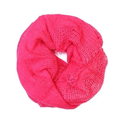 Cozy Winter Infinity Loop Scarf - Lightweight Warm Fall Waffle Fringe Hem Soft Colorful Circle Wrap Scarves