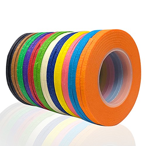 JPSOR 24 Rolls 1/8" Colored Whiteboard Thin Tape, Gridding Graphic Art Tapes, Grid Marking Tapes Self-Adhesive Chart Masking Tapes, Detailing Tape,Striping Tape,Pinstripe Tape,Violin Tape