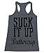 P&B Sck It Up Buttercup Women's Tank, S, Heather Charcoal
