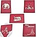 Buytra 5 Pack Christmas Cards Set 3D Pop-up Greeting Card for Xmas,Festival,Birthday,Thank you,Anniversary and More including Chirstmas Tree,Snowman,Reindeer,Bell