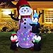 6 Foot Christmas Inflatables Snowman with Penguins, Airblown Inflatable Snowman with Red Hat/Branch Hands/Scarf, Lighted for Home Outdoor Yard Lawn Decorations