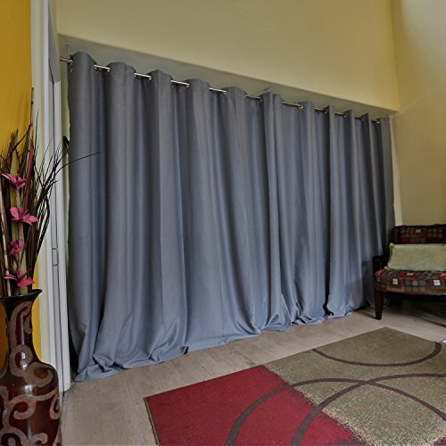RoomDividersNow Premium Heavyweight Hanging Room Divider Kit - Large A, 8ft Tall x 9ft - 14ft Wide (Slate Gray)