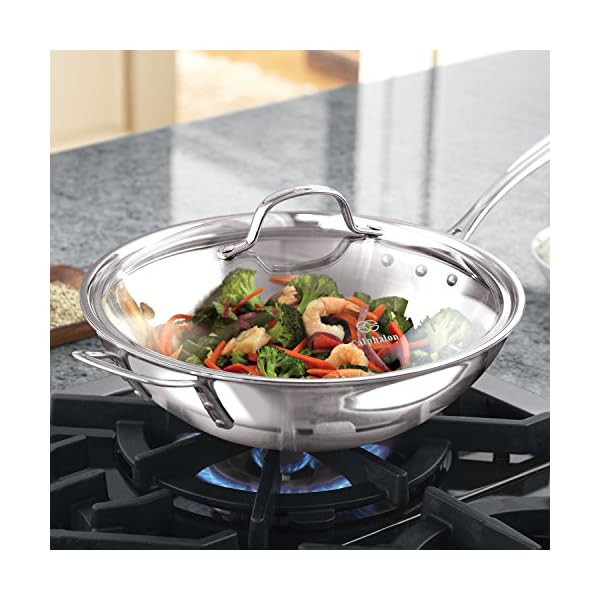 Calphalon Triply Stainless Steel 12Inch Wok Stir Fry Pan With Cover The Home Kitchen Store