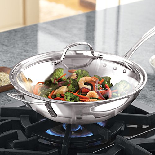Calphalon Triply Stainless Steel 12Inch Wok Stir Fry Pan With Cover The Home Kitchen Store