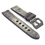 StrapsCo Thick Distressed Vintage Leather Watch Band w/ Black Pre-V Buckle
