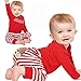 Von kilizo Baby Girl Long Sleeve Rompers - Striped Pant Sets for My First Christmas - 3-6 Month Infant Girl Outfit