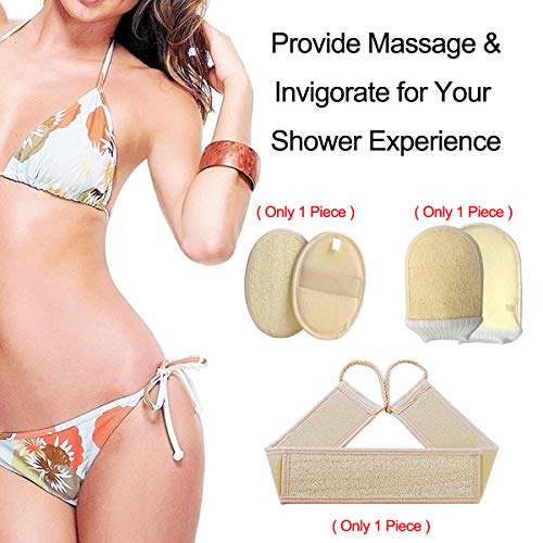 Back Scrubber Loofah Luffa Washer for Women Men Body Exfoliator with Sponge and Shower Glove