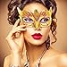 Bememo 12 Pieces Mardi Gras Masks Shining Plated Gold Masquerade Mask Wedding Props Party Costume Accessory
