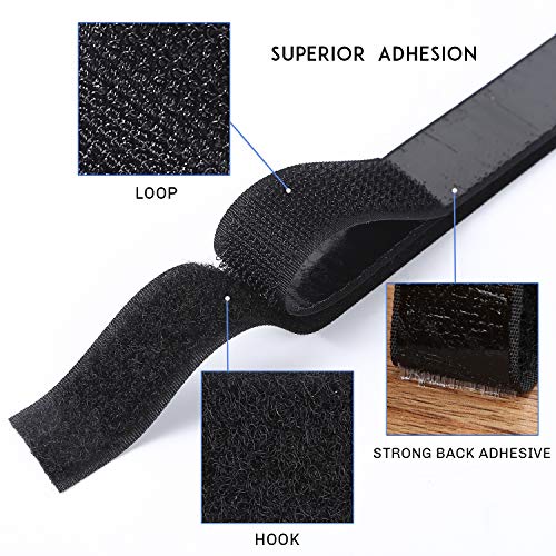 iTape 3/4" Black Sticky Back Hook and Loop Self Adhesive Tape