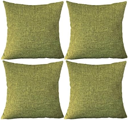 Sykting Sofa Cushion Cases Pillow Shams Set of 4 Cotton Linen Blend Decorative for Bed/Sofa/Chair Green