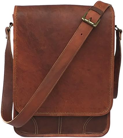 Leather Unisex Real Leather Messenger Bag for Mini Laptop Tablet bag Ipad bag Satchel by VINTAGE COUTURE
